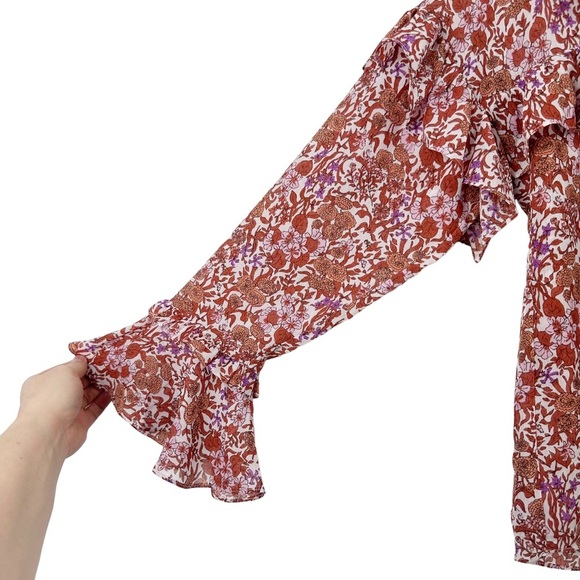 J. CREW Ruffle Ditzy Floral Chiffon Long Sleeve Blouse in Fete Floral NWT Small - Picture 4 of 14